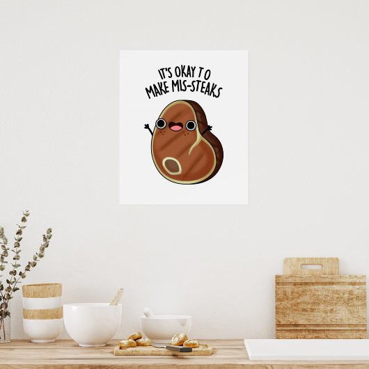 ステーキパンのミスマステキを作おもしろいっても大丈夫 ポスター (キッチン)