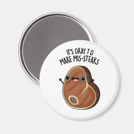 ステーキパンのミスマステキを作おもしろいっても大丈夫 マグネット (正面/裏面)