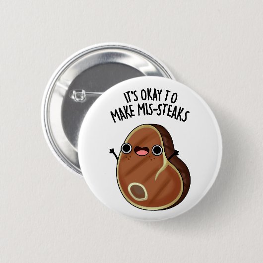 ステーキパンのミスマステキを作おもしろいっても大丈夫 缶バッジ (正面&裏面)