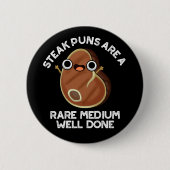 ステーキパンは希少なミディアムによく行われたダークブルー 缶バッジ (正面)