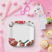 ステーキフードウォーター色 ペーパープレート (パーティー)