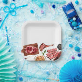 ステーキフードウォーター色 ペーパープレート (パーティー)