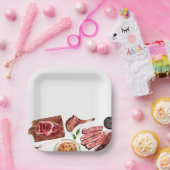 ステーキフードウォーター色 ペーパープレート (パーティー)