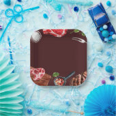 ステーキフードウォーター色 ペーパープレート (パーティー)