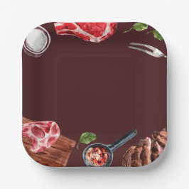 ステーキフードウォーター色 ペーパープレート