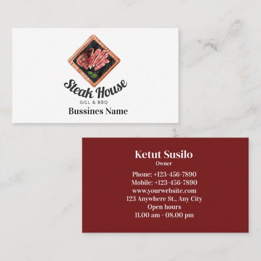 ステーキフード水彩名刺 名刺 (正面/裏面)