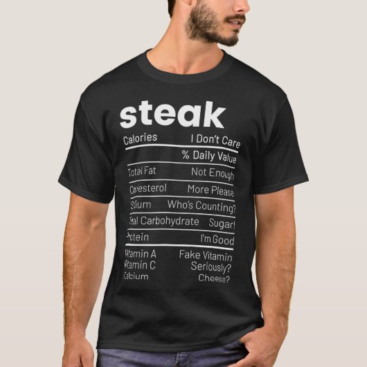 ステーキ栄養ファクツ肉愛好家栄養ファクツ Tシャツ (正面)