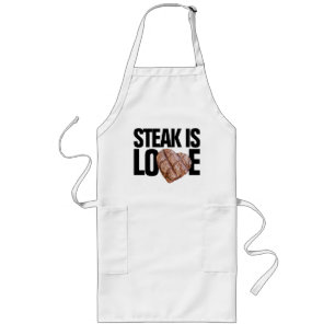 ステーキ肉はラブグリリングエプロン ロングエプロン