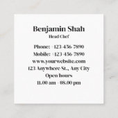 ステーキ食品の名刺 スクエア名刺 (裏面)