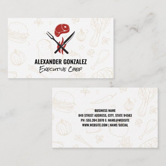 ステーキ |食品アイコン 名刺 (正面/裏面)