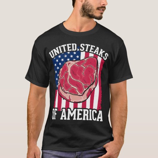 ステークス愛おもしろい者アメリカ肉肉肉肉屋ユーモア Tシャツ (正面)