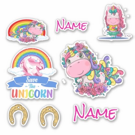 ステークボード可愛いユニコーンカスタムのビニールカットシール シール (正面)