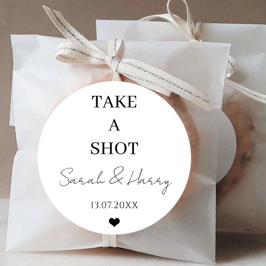 ステーショナリーモダン結婚式の引き出物を飲む ラウンドシール