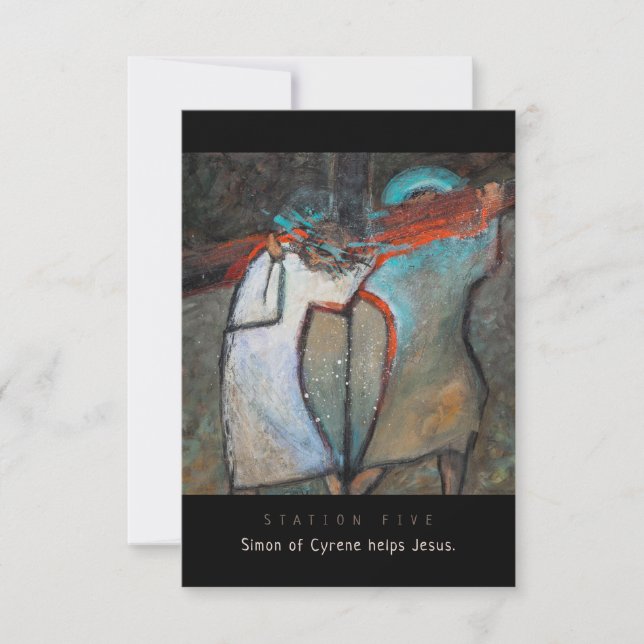 ステーションファイブ、サイモン・オブ・キュレ救済ーネ、祈りの言葉・カード (正面)