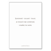 ステーションワン、イエススルンドン祈りの言葉カード テーブルナンバー (裏面)