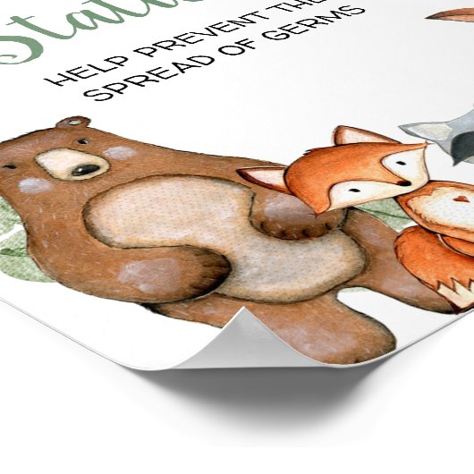 ステーション森林動物の赤ちゃんシャワーを衛生化 ポスター (角)