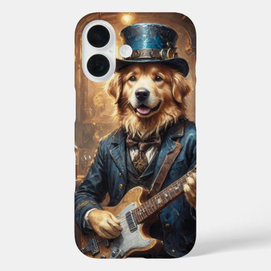 ステージでギターを演奏するゴールデンレトリバー Case-Mate iPhoneケース (裏面)