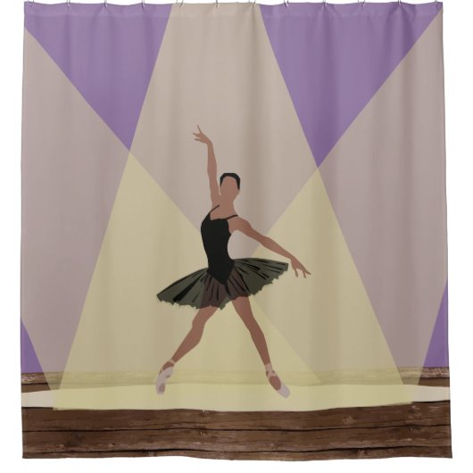 ステージのシャワー・カーテンのアフリカ系アメリカ人のバレリーナ シャワーカーテン (正面)