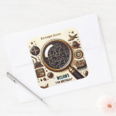 ステージの手がかりスパイエスケープルーム7th誕生日招待状 スクエアシール (封筒)