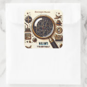 ステージの手がかりスパイエスケープルーム7th誕生日招待状 スクエアシール (バッグ)