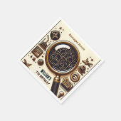 ステージの手がかりスパイエスケープルーム7th誕生日招待状 スタンダードカクテルナプキン (角)