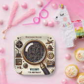 ステージの手がかりスパイエスケープルーム7th誕生日招待状 ペーパープレート (パーティー)