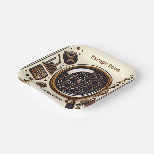 ステージの手がかりスパイエスケープルーム7th誕生日招待状 ペーパープレート (傾斜あり)