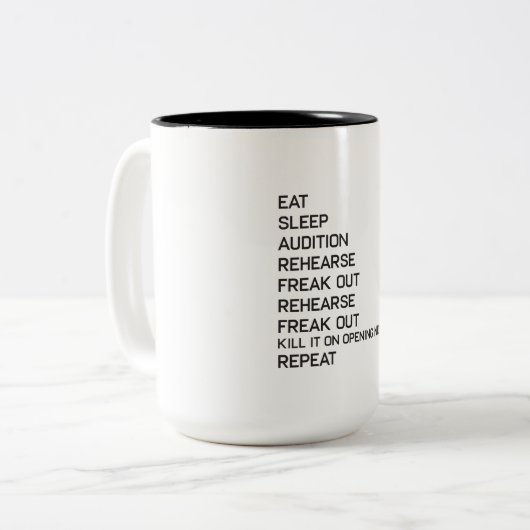 ステージはステージ権利におもしろいなブロードウェイの劇場を去りました ツートーンマグカップ (正面左)