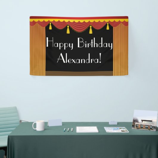 ステージカスタムカーテンシアターバースデーパーティーバナー 横断幕 (トレードショー)