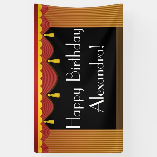 ステージカスタムカーテンシアターバースデーパーティーバナー 横断幕 (縦)