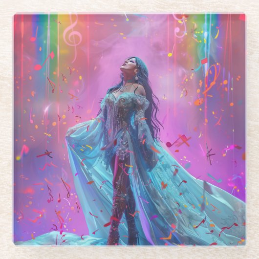 ステージクイーンデジタルアート ガラスコースター (正面)