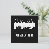 ステージコンサートのシルエットB&Wのバンド 招待状 (スタンド正面)