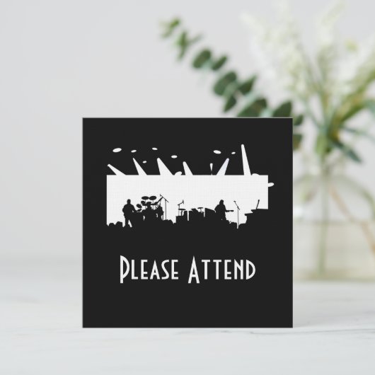 ステージコンサートのシルエットB&Wのバンド 招待状 (スタンド正面)