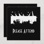 ステージコンサートのシルエットB&Wのバンド 招待状 (正面/裏面)