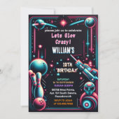 ステージネオングローアーケードガンレーザーラベル13誕生日 招待状 (正面)