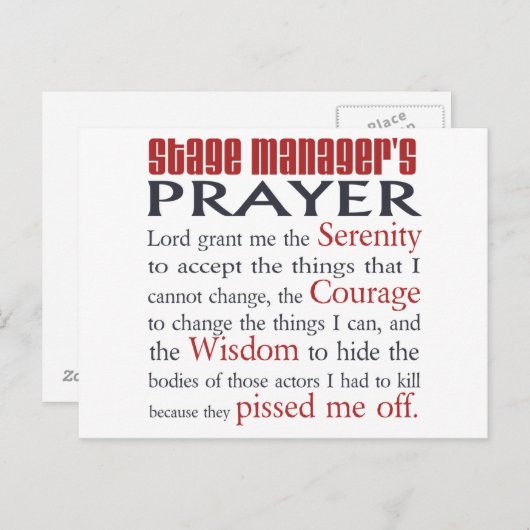 ステージマネージャの祈りの言葉 ポストカード (正面/裏面)