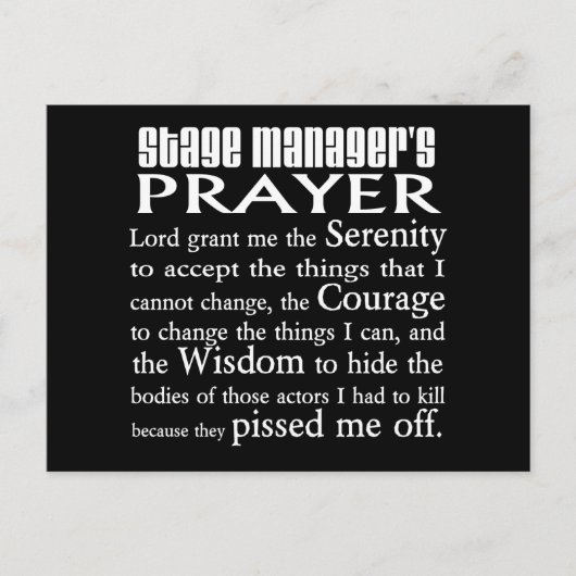 ステージマネージャの祈りの言葉 ポストカード (正面)