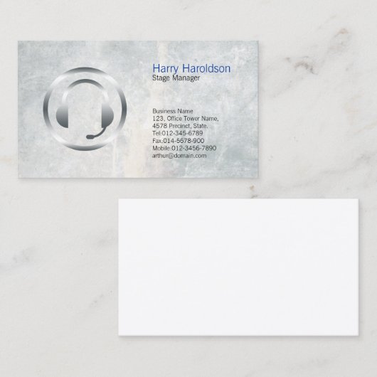 ステージマネージャはっきりしたヘッドフォンアイコン名刺 名刺 (正面/裏面)