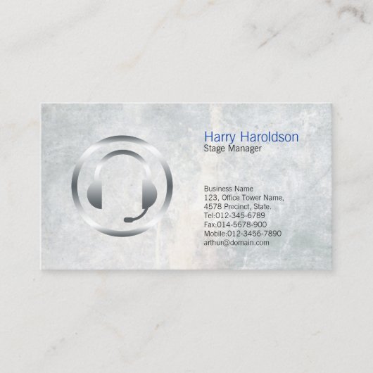ステージマネージャはっきりしたヘッドフォンアイコン名刺 名刺 (正面)