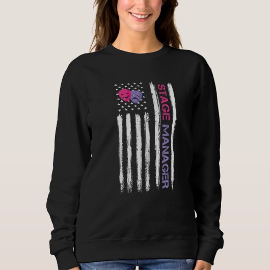 ステージマネージャー米国旗ブロードウェイシアターステージ スウェットシャツ (正面)