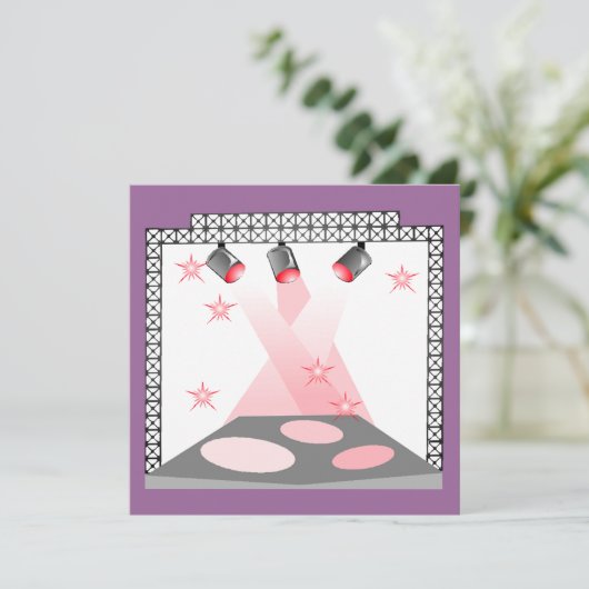 ステージライト招待状のカラオケの才能ショーのパーティー 招待状 (スタンド正面)