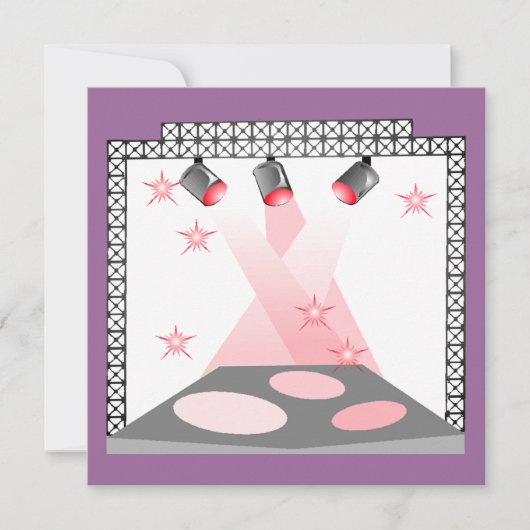 ステージライト招待状のカラオケの才能ショーのパーティー 招待状 (正面)