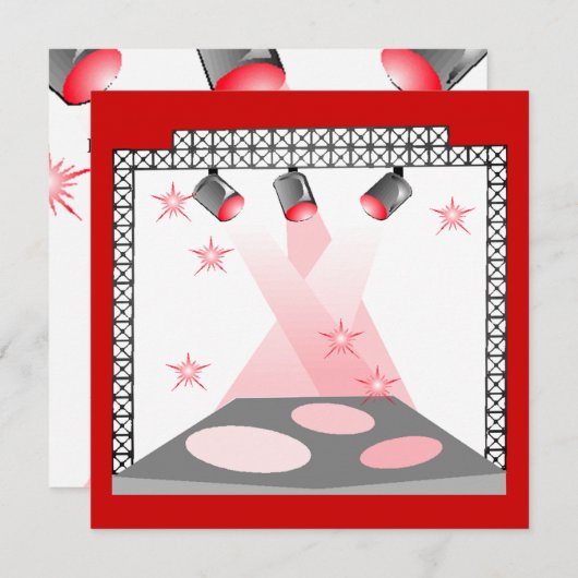 ステージライト招待状のカラオケの才能ショーのパーティー 招待状 (正面/裏面)