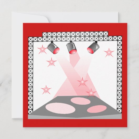 ステージライト招待状のカラオケの才能ショーのパーティー 招待状 (正面)