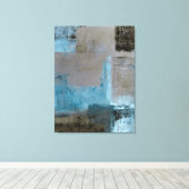 「ステージング」ティール（緑がかった色）とブラウン抽象芸術アートキャンバス印刷 キャンバスプリント (インサイチュ (ウッドフロア))