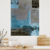 「ステージ」ティール(緑がかった色)とブラウン抽象芸術アートのポスタープリント ポスター (キッチン)