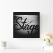 「ステージ」ヴィンテージ符号 スクエア壁時計 (ホーム)