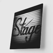 「ステージ」ヴィンテージ符号 スクエア壁時計 (傾斜)