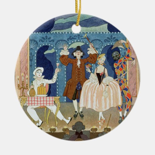 ステージ、「祝日Galantesのためのイラストレーションをパントマイムで演じて下さい セラミックオーナメント (正面)