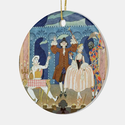 ステージ、「祝日Galantesのためのイラストレーションをパントマイムで演じて下さい セラミックオーナメント (左)